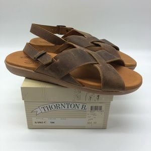 Thornton Bay Men Leather Sandals Tan Size 11